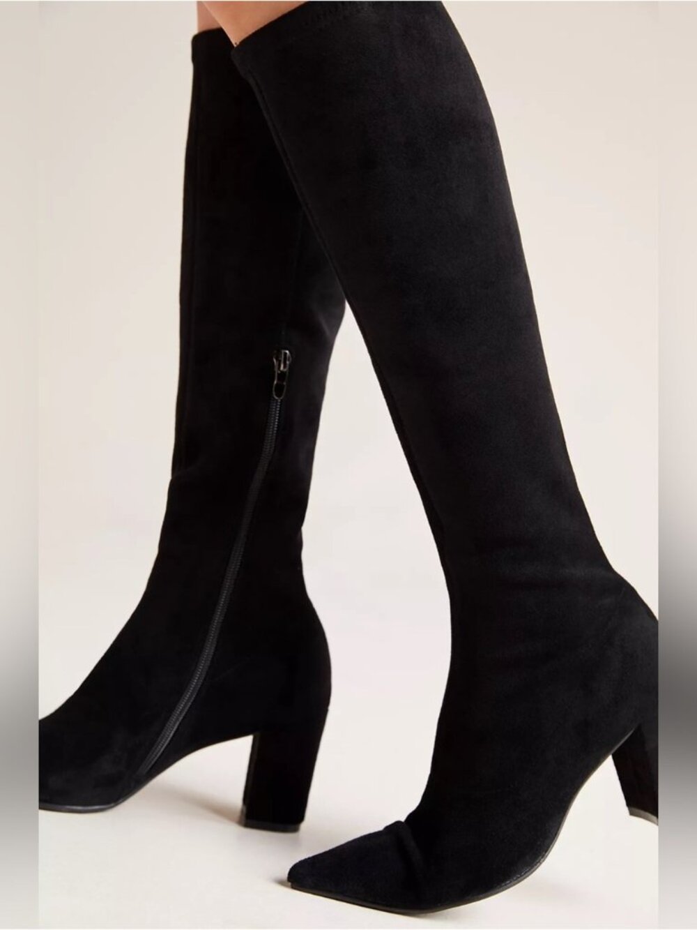 NWT US 7-7.5/ EU 38 W - Silent D KOMASS Knee-High Boots BLACK STRETCH (US$160)